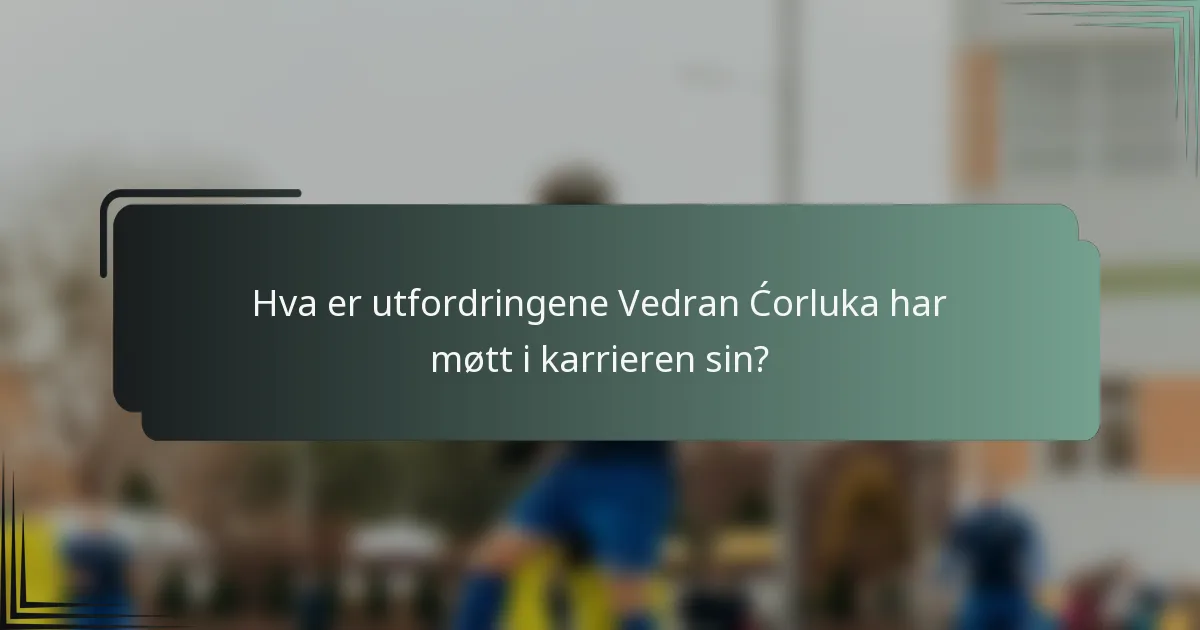 Hva er utfordringene Vedran Ćorluka har møtt i karrieren sin?