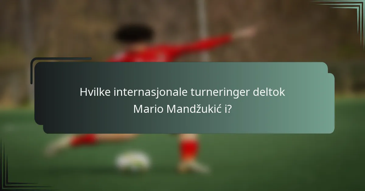 Hvilke internasjonale turneringer deltok Mario Mandžukić i?