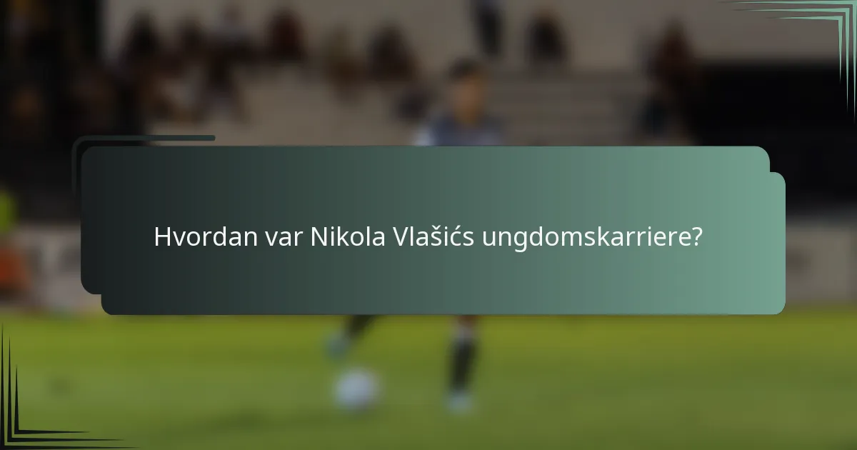 Hvordan var Nikola Vlašićs ungdomskarriere?